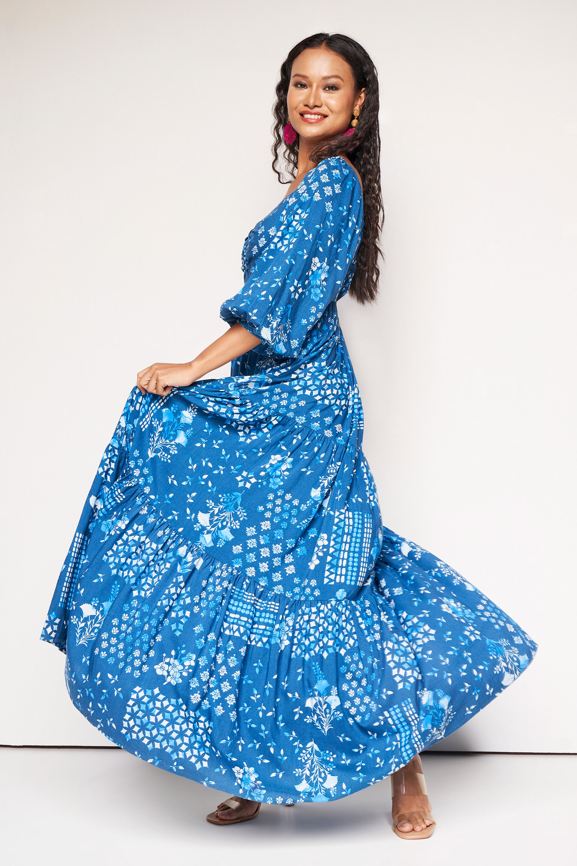 Global desi blue maxi dress new arrivals